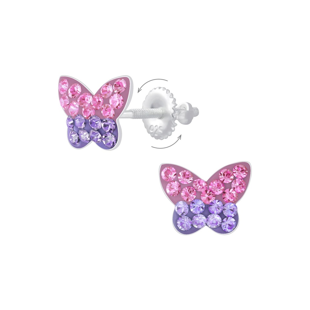 [10009217] Silver Butterfly Screw Back Earrings