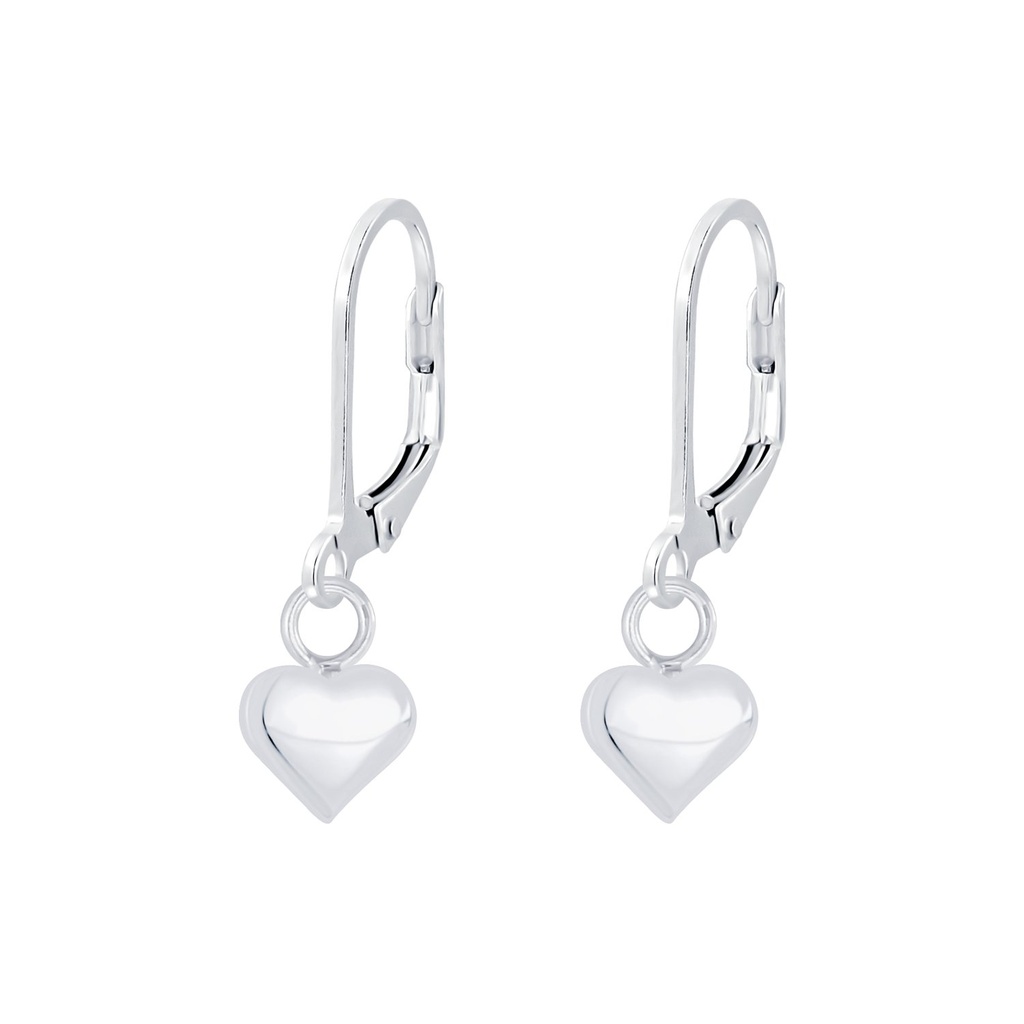 [10009295] Silver Heart Lever Back Earrings