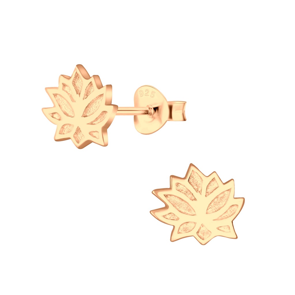 Silver Lotus Flower Stud Earrings