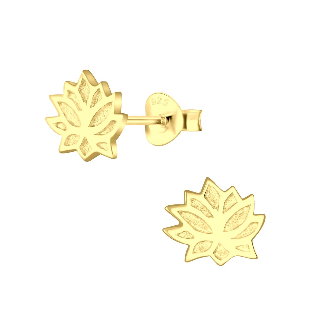 [10008111] Silver Lotus Flower Stud Earrings