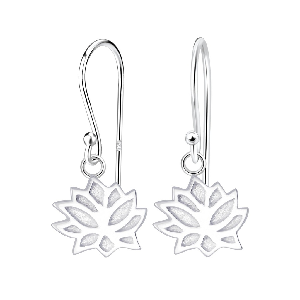 Silver Lotus Flower Earrings