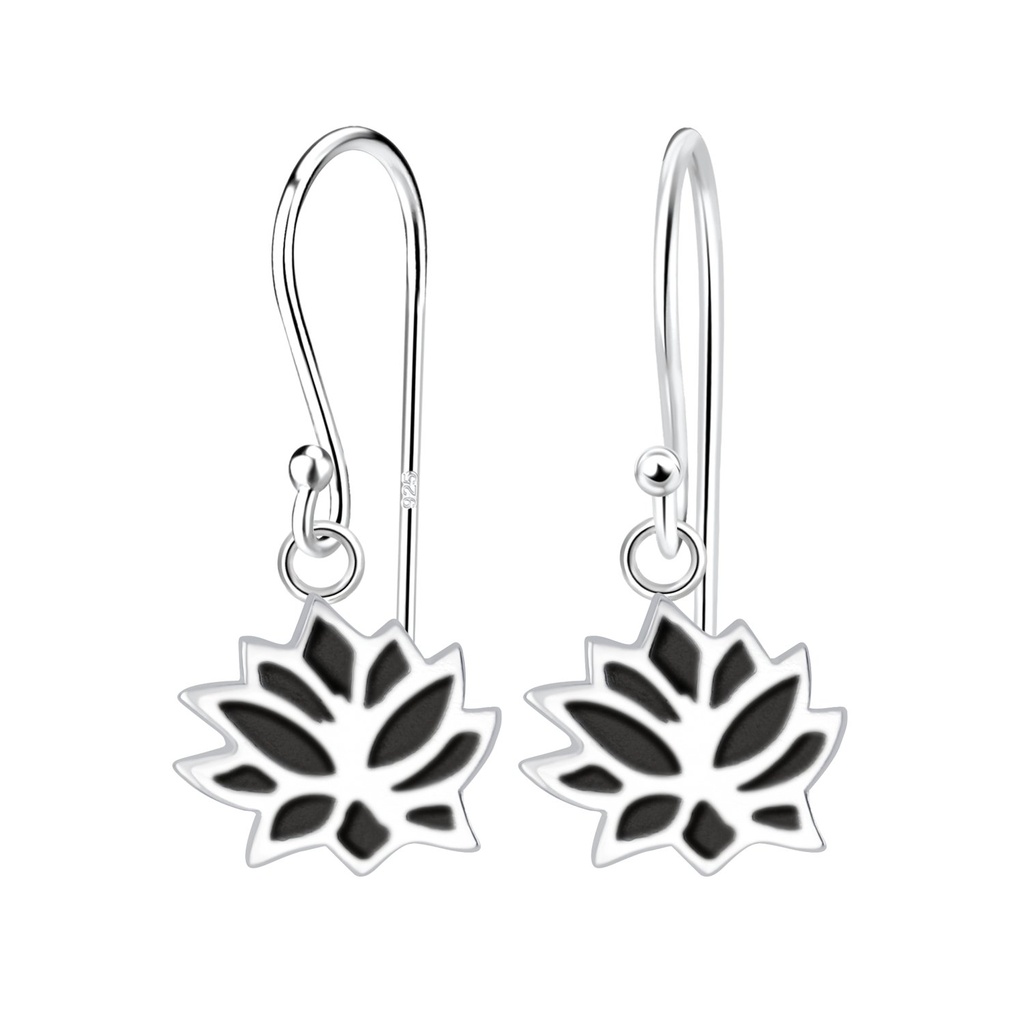 [10008902] Boucles d'oreilles fleur lotus en argent