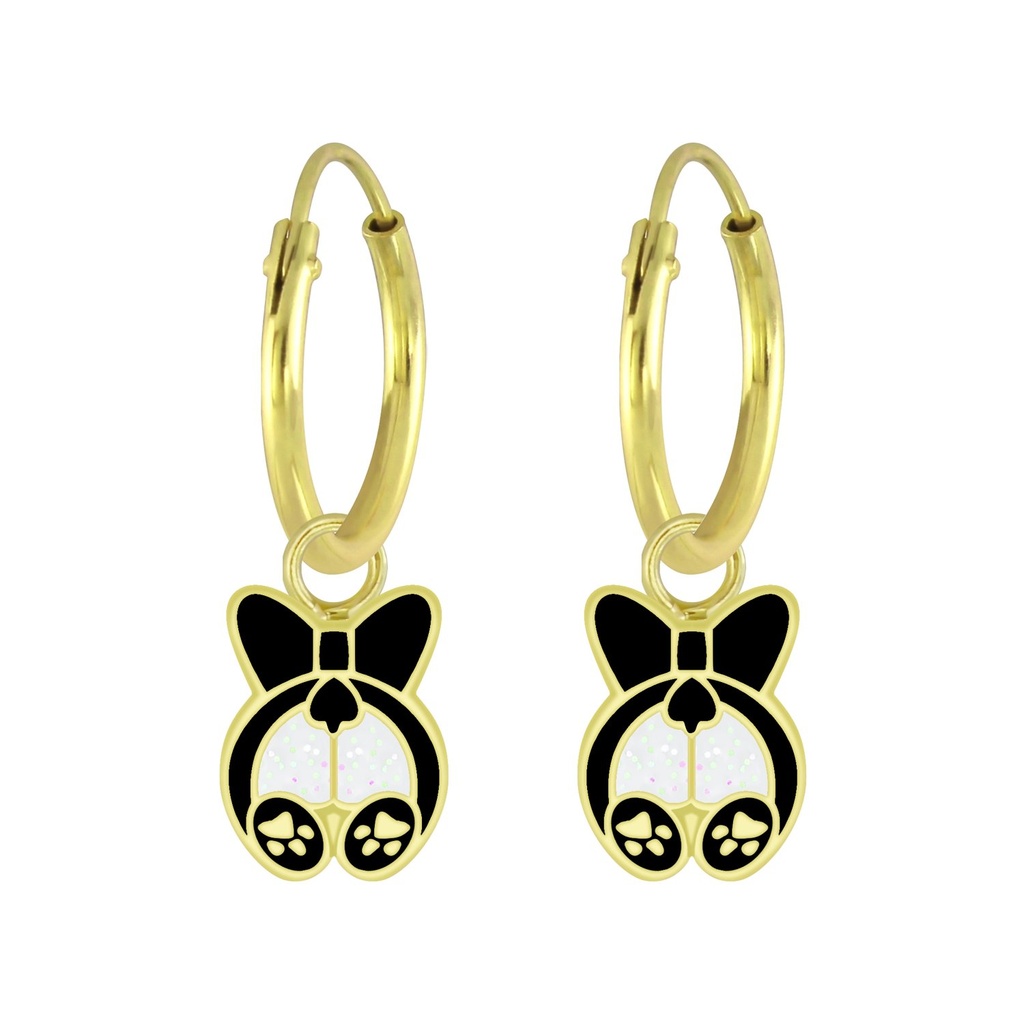 Silver Dog Charm Hoop Earrings