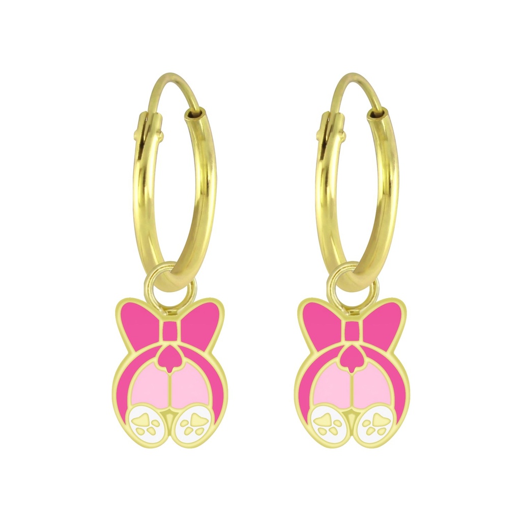 Silver Dog Charm Hoop Earrings