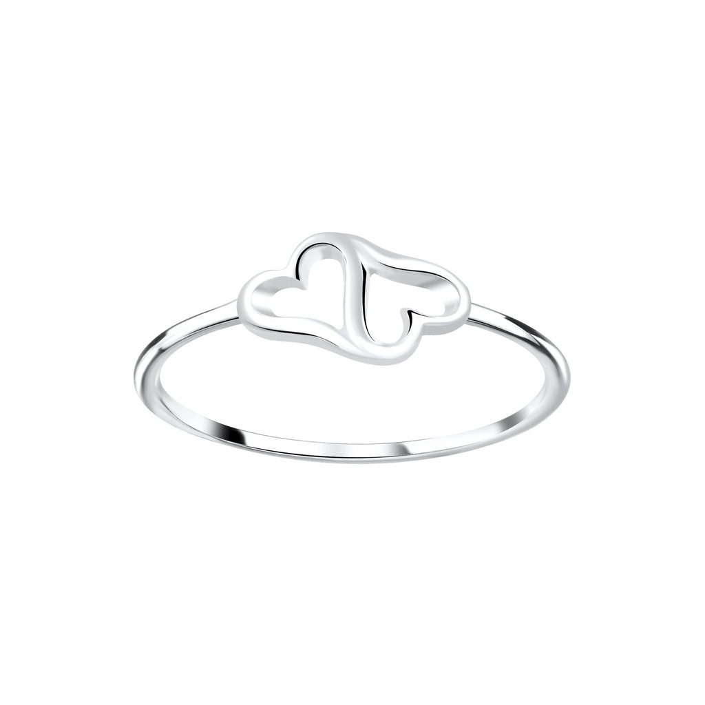 Bague cœur double en argent