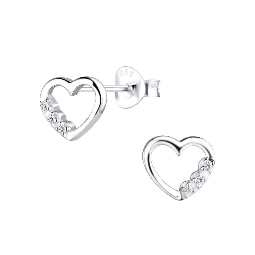 Puces d'oreilles cœur en argent