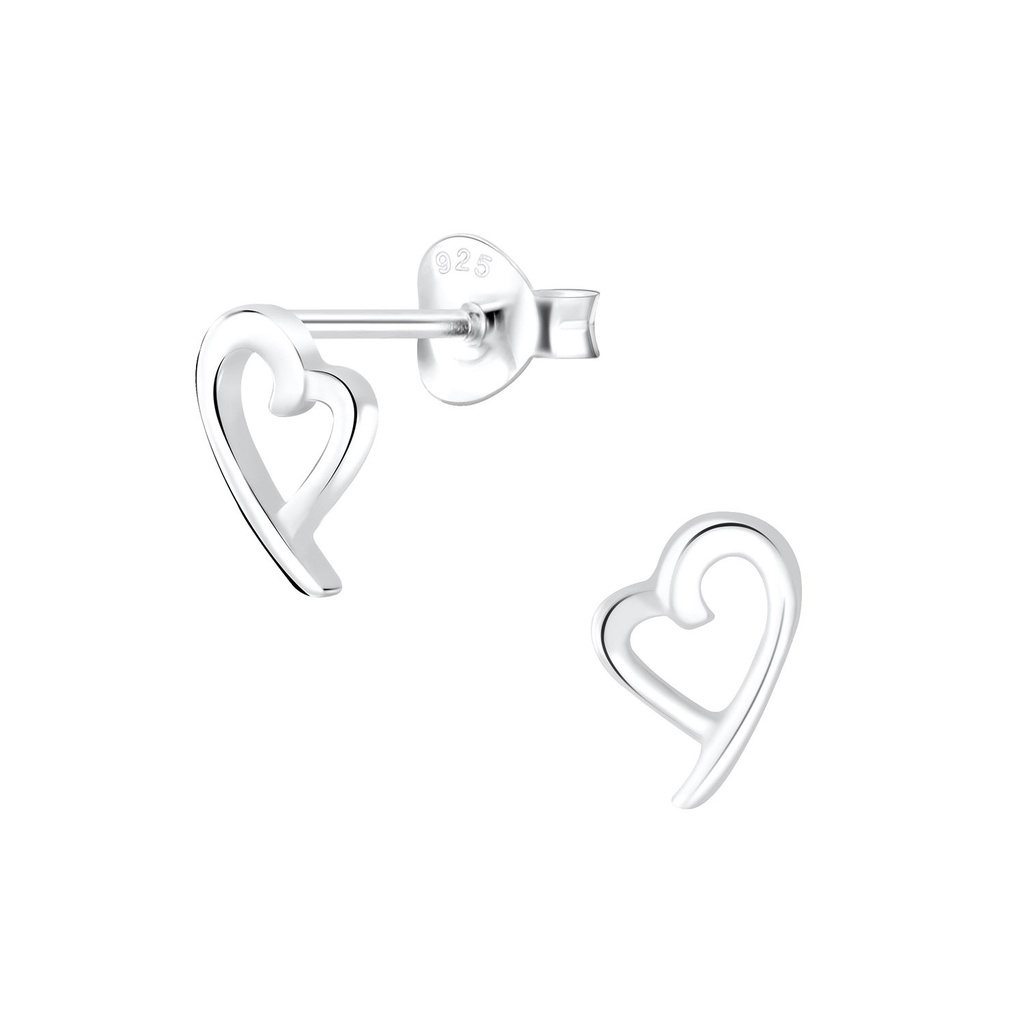 Silver Heart Stud Earrings
