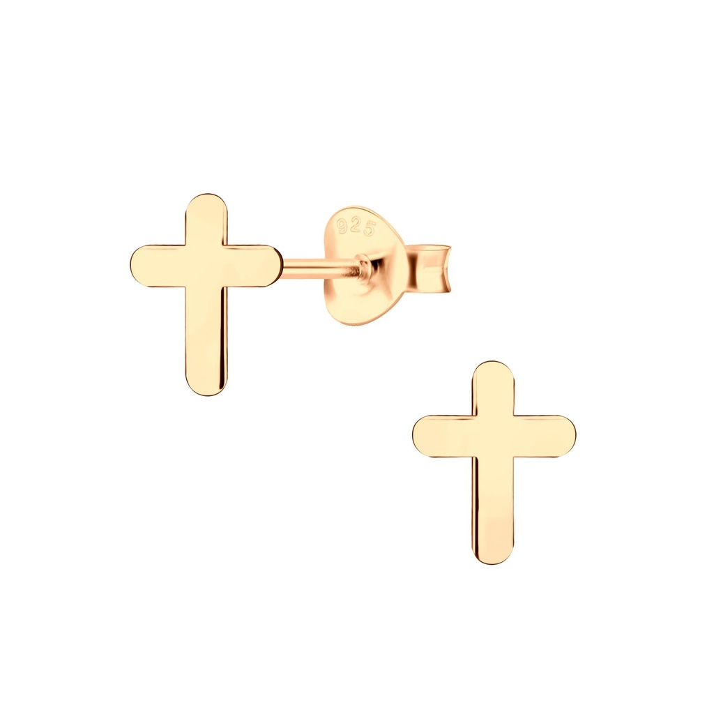 Silver Cross Ear Studs