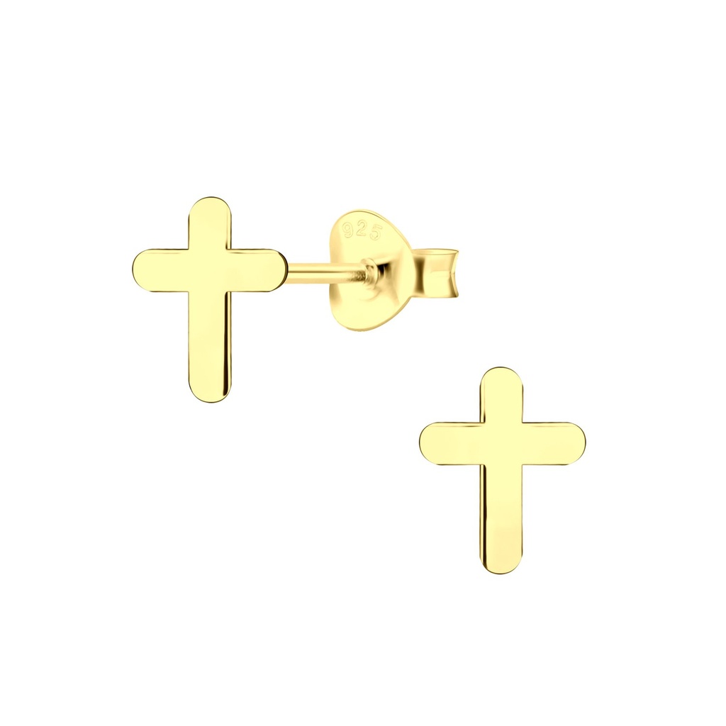Puces d'oreilles croix en argent