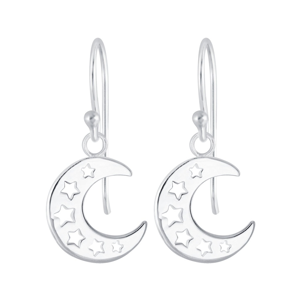 [10009286] Boucles d'oreilles lune en argent