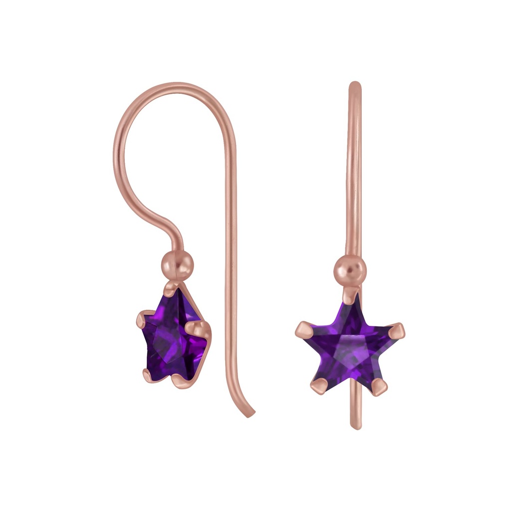 6mm Star Cubic Zirconia Silver Earrings