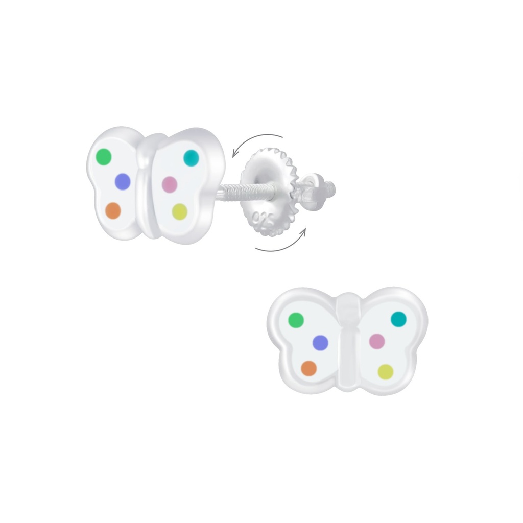 [10009266] Silver Butterfly Screw Back Earrings