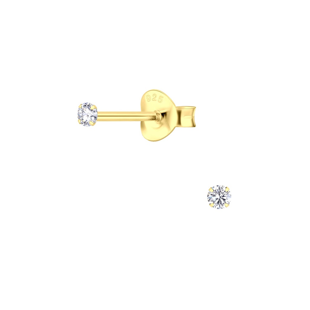 2mm Round Cubic Zirconia Silver Stud Earrings