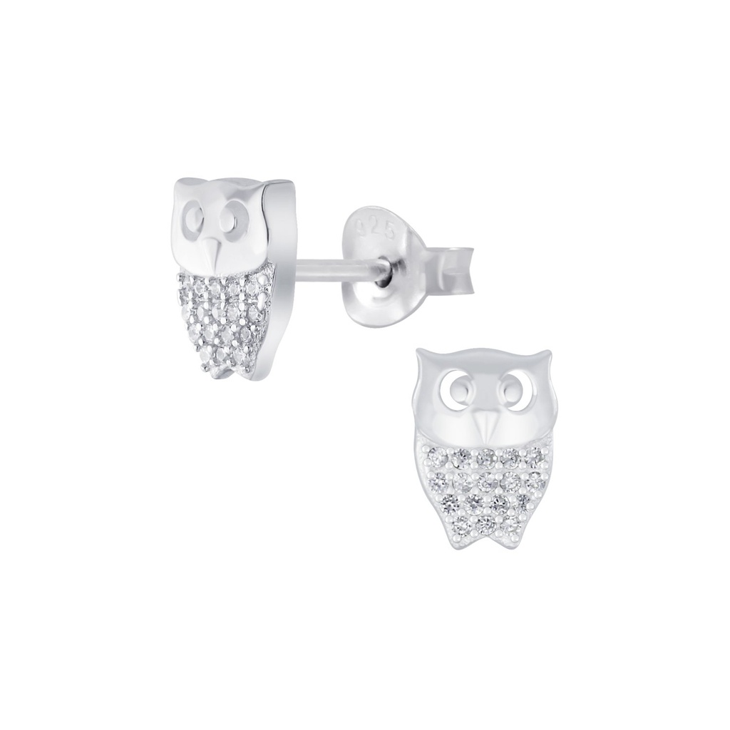 [10009291] Puces d'oreilles hibou en argent