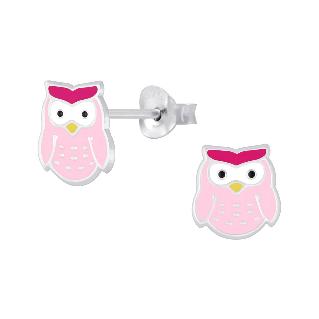 [10007885] Silver Owl Stud Earrings