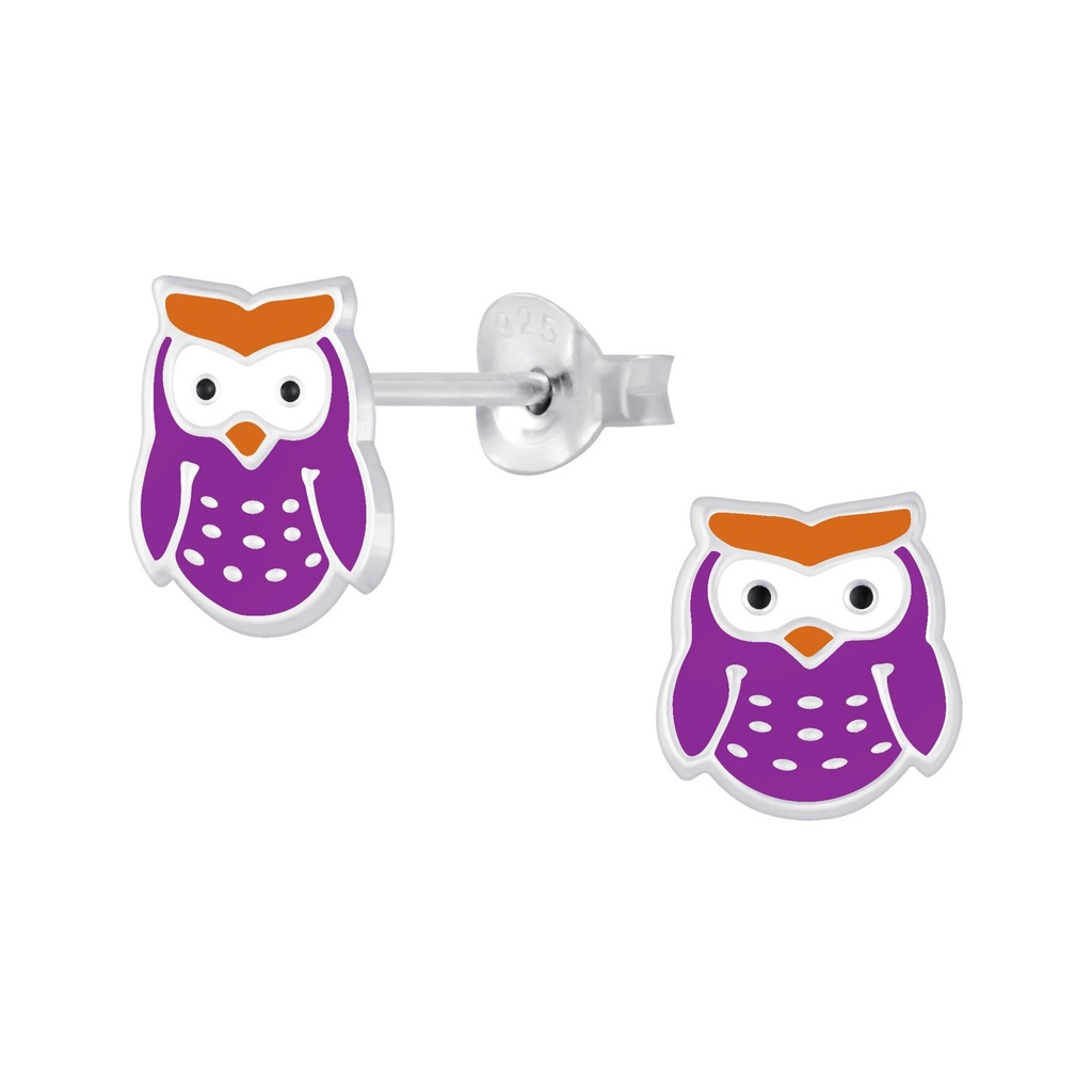 [10007879] Silver Owl Stud Earrings