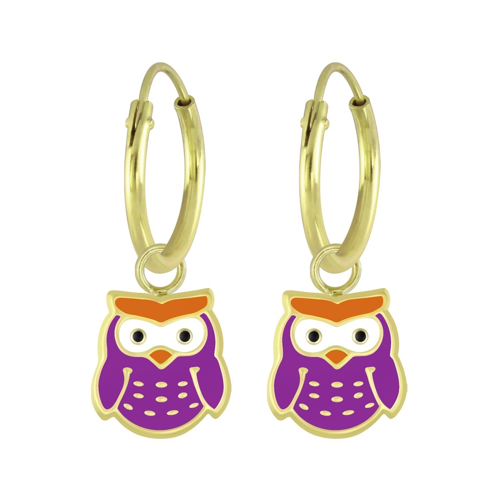Créoles breloque hibou en argent