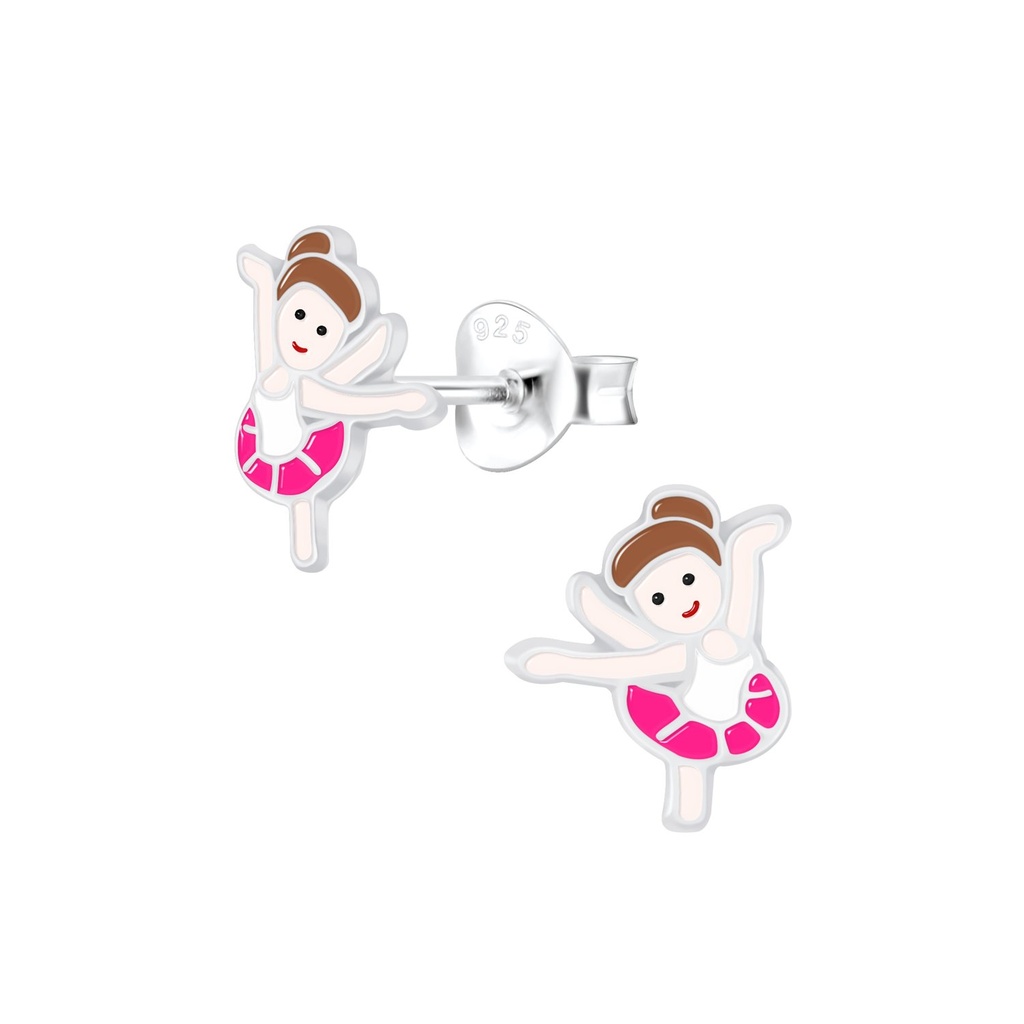 Silver Ballerina Stud Earrings