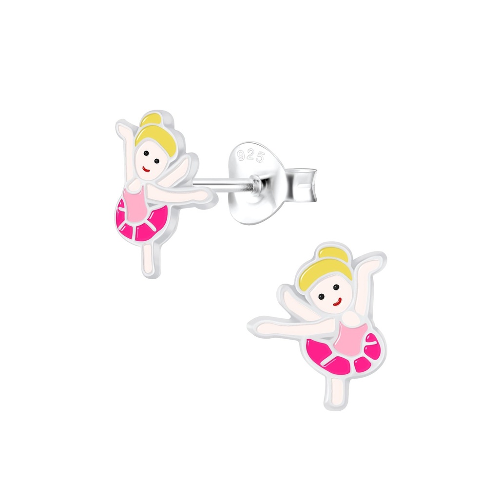 Silver Ballerina Stud Earrings