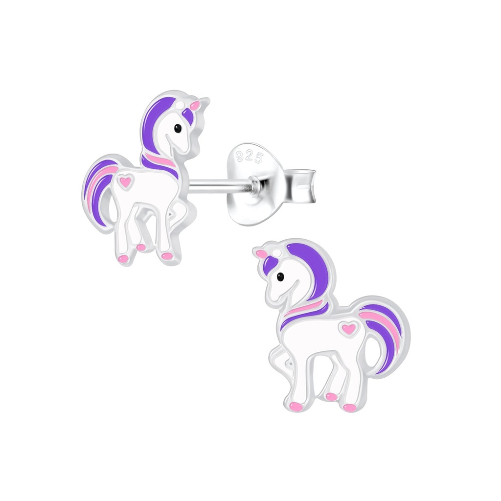 Silver Unicorn Stud Earrings
