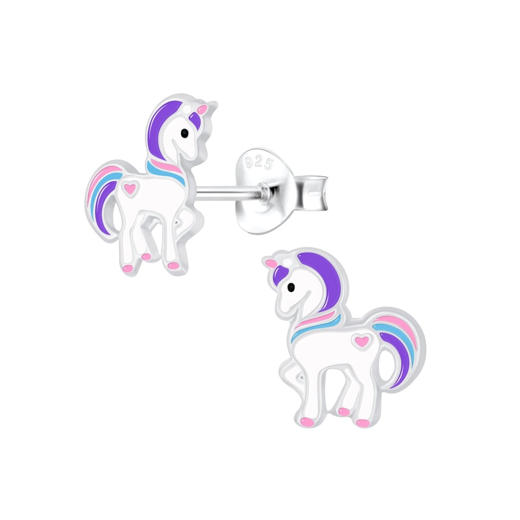 Silver Unicorn Stud Earrings
