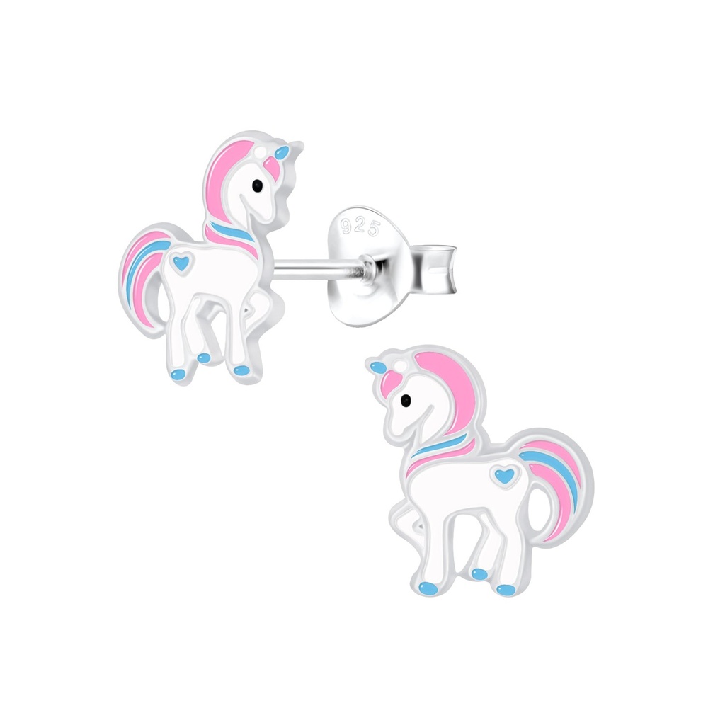 Silver Unicorn Stud Earrings