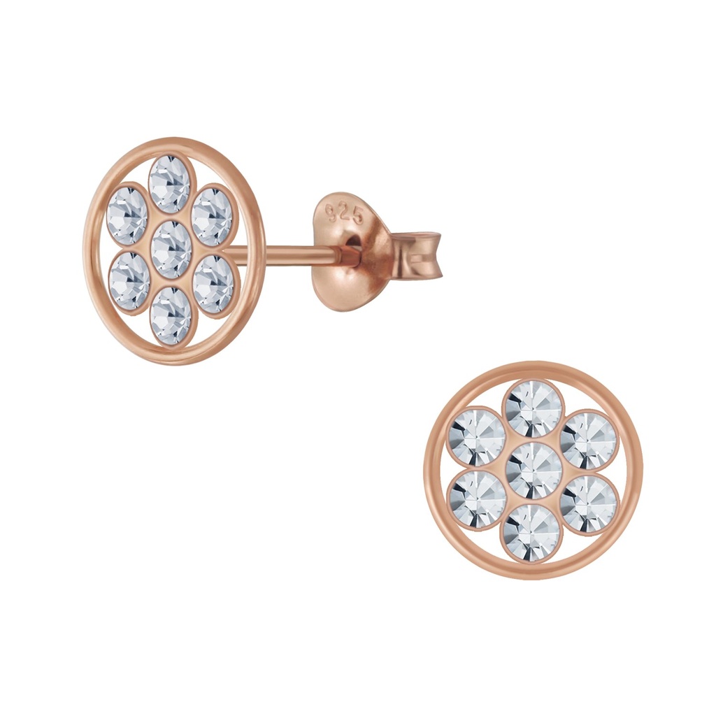Puces d'oreilles cercle en argent cristal
