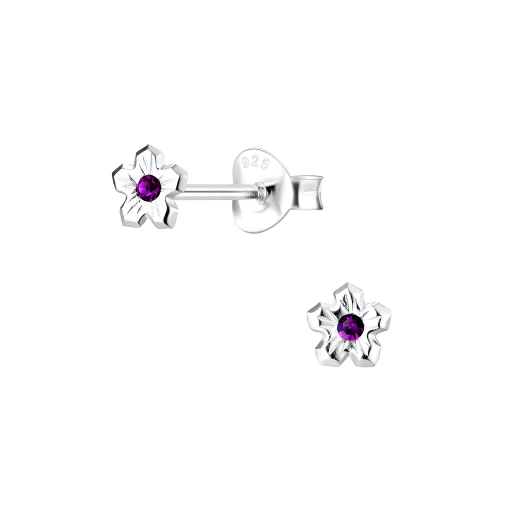 Puces d'oreilles fleur en argent