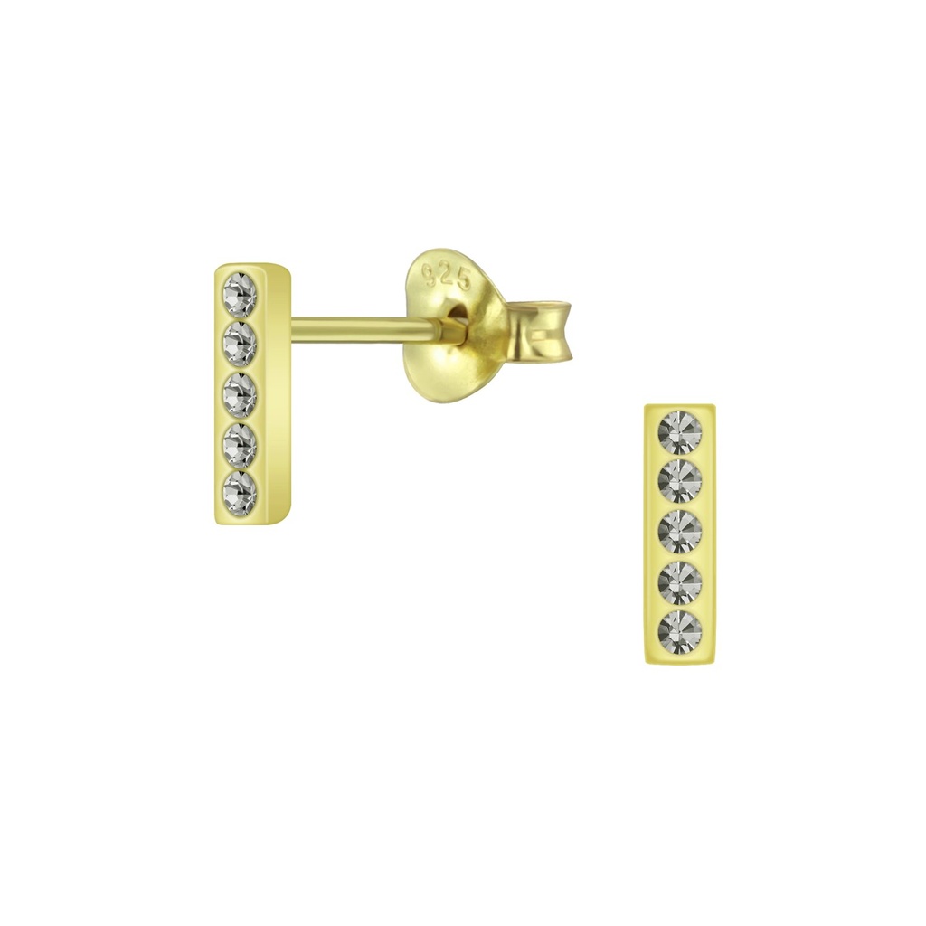Silver Bar Crystal Stud Earrings
