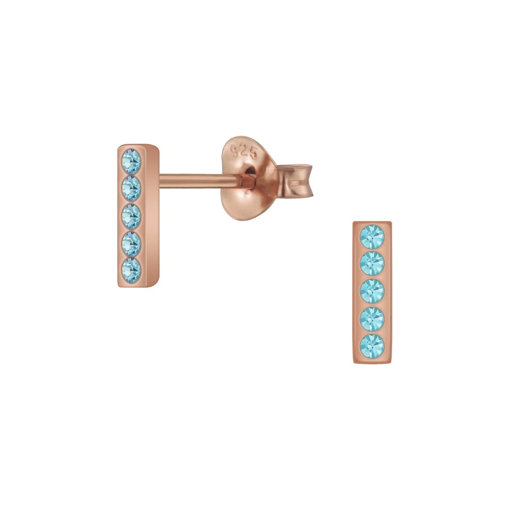 Puces d'oreilles barre en argent cristal