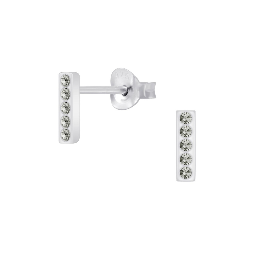 Puces d'oreilles barre en argent cristal