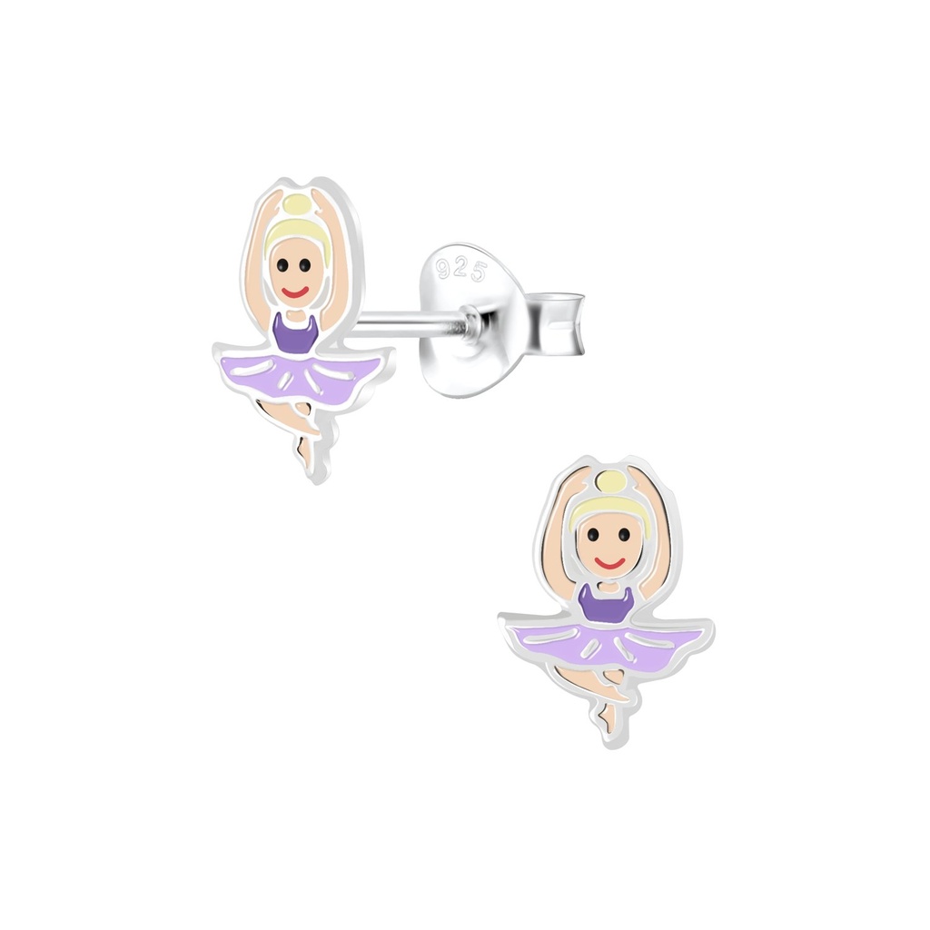 Silver Ballerina Stud Earrings