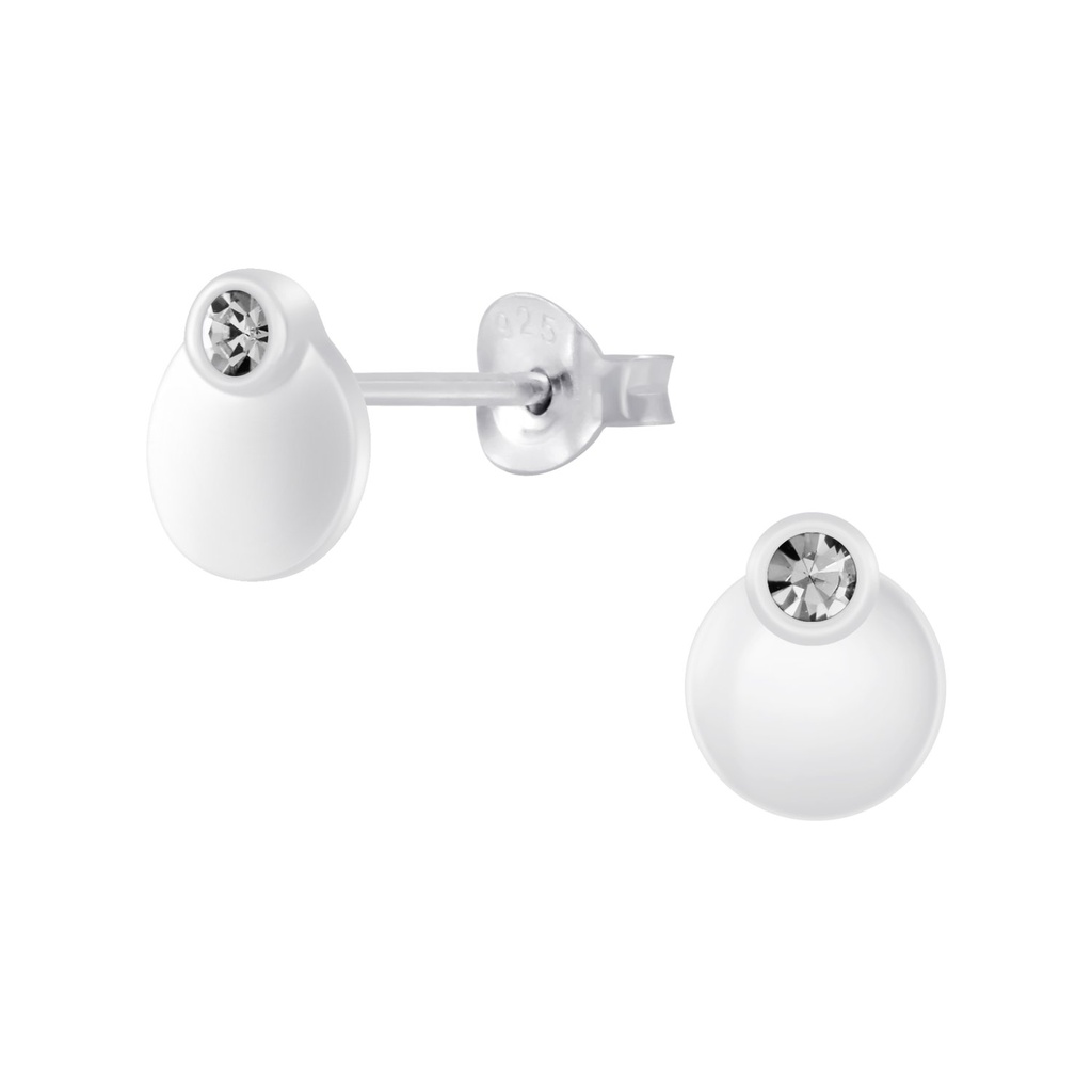 [10008686] Puces d'oreilles rondes en argent (Black Diamond)