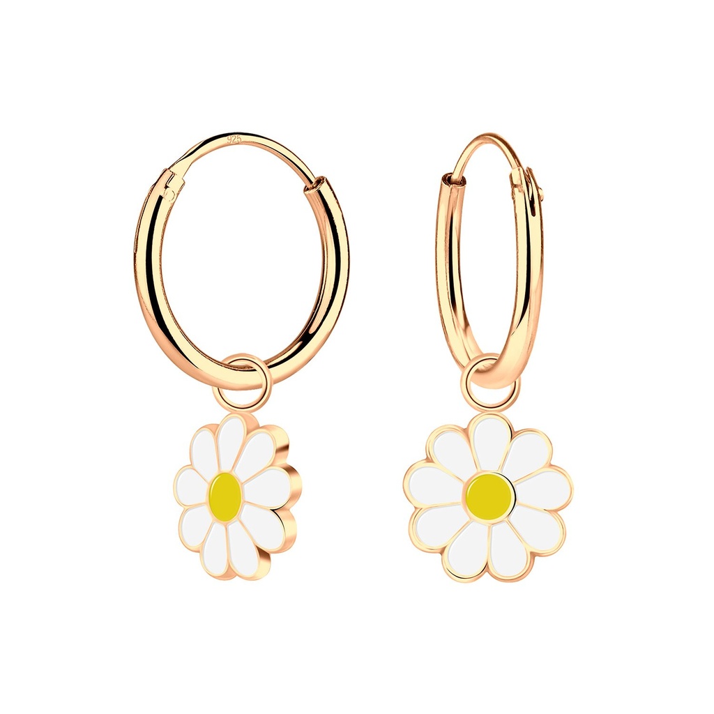 Créoles breloque fleur marguerite en argent