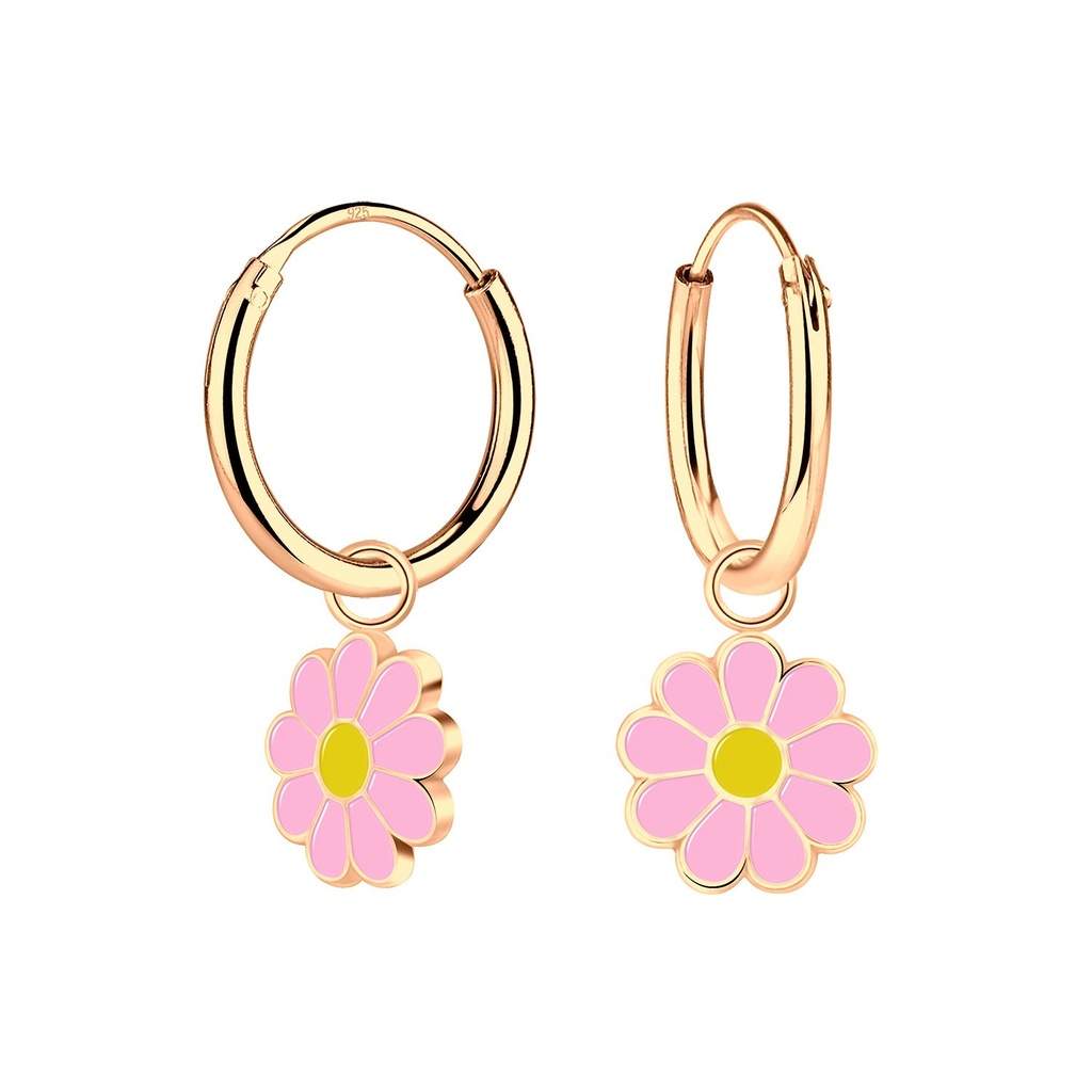 Créoles breloque fleur marguerite en argent