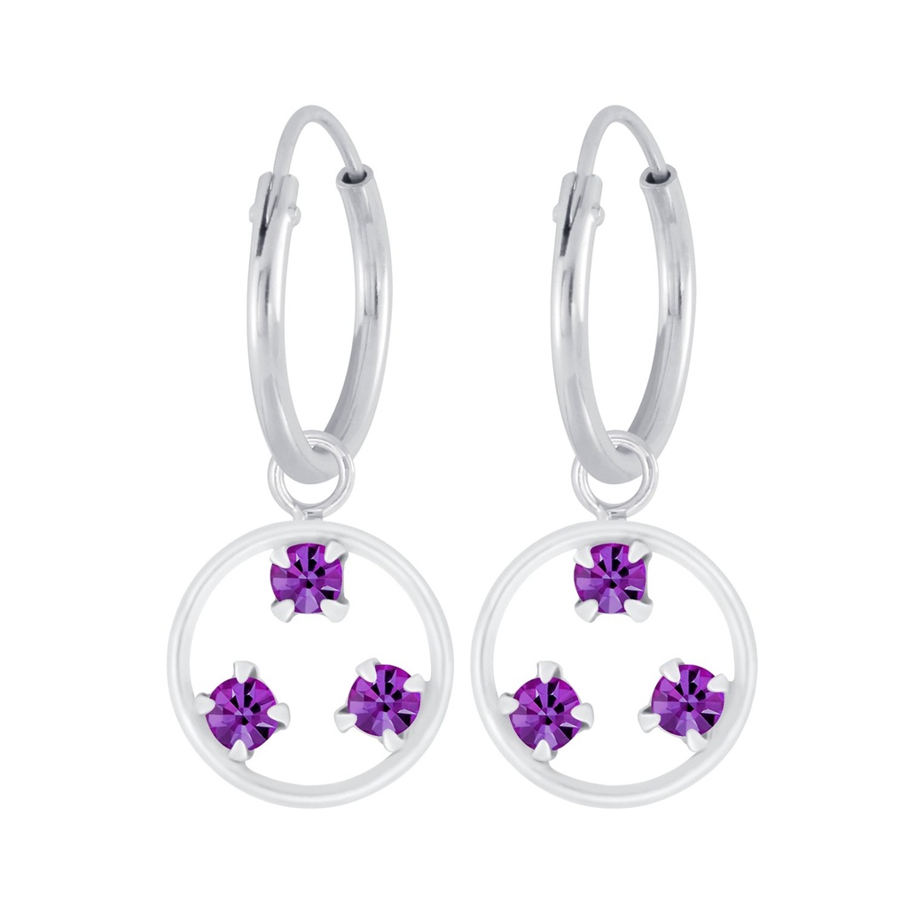 [10006543] Créoles breloque cercle en argent (Amethyst)