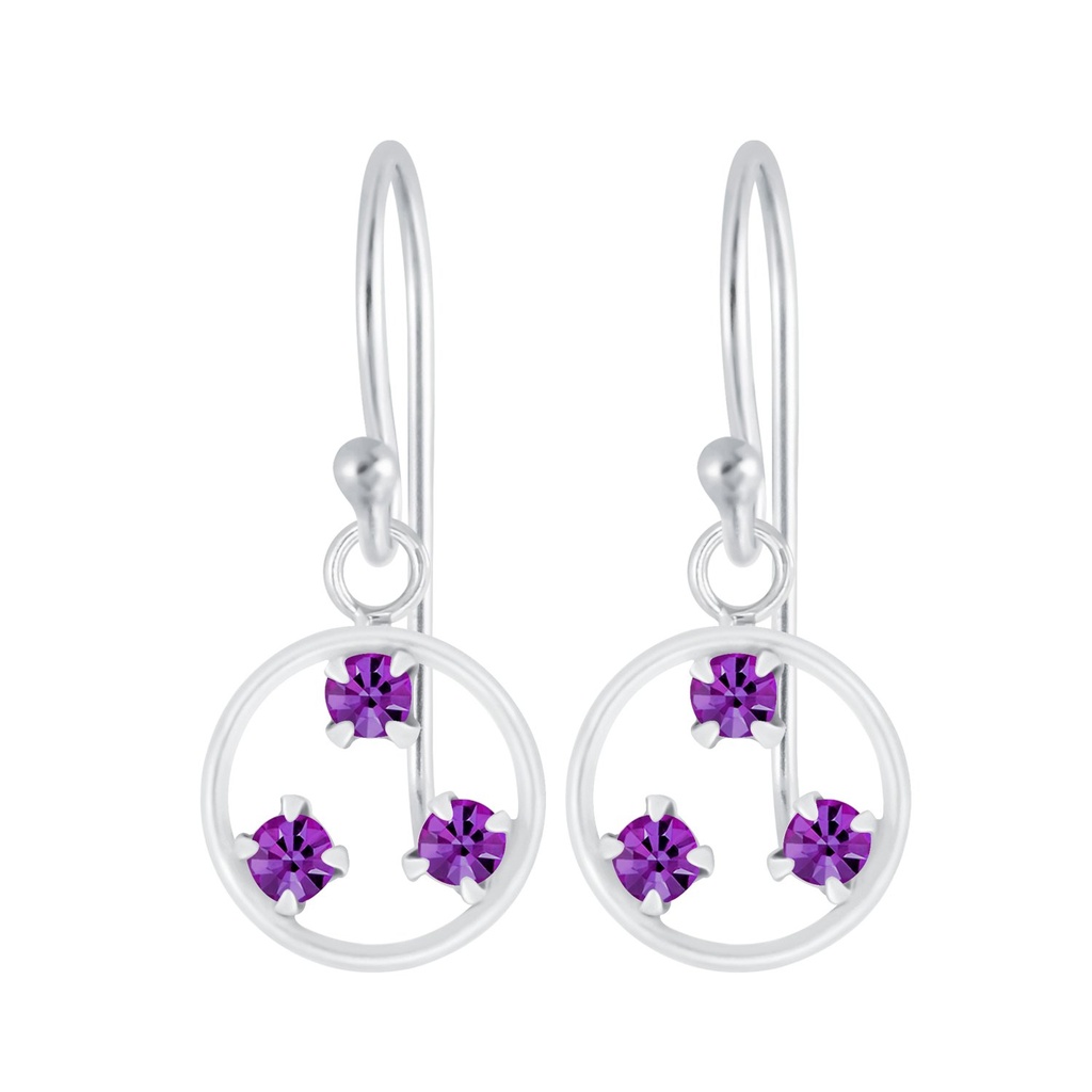 Boucles d'oreilles cercle en argent cristal