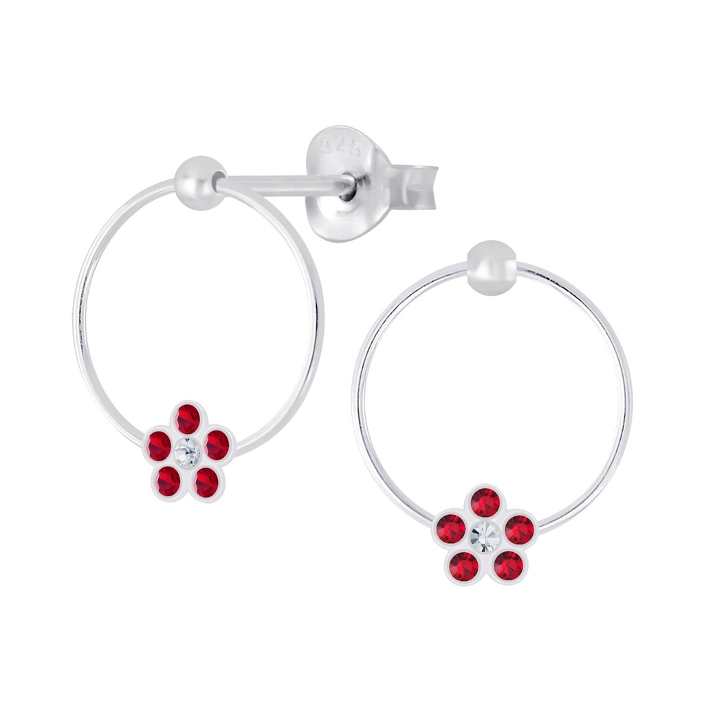 Puces d'oreilles en argent cristal fleur