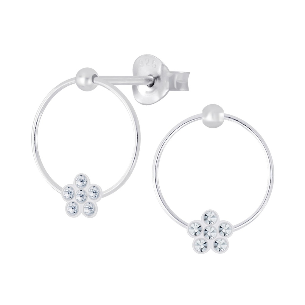 Puces d'oreilles en argent cristal fleur