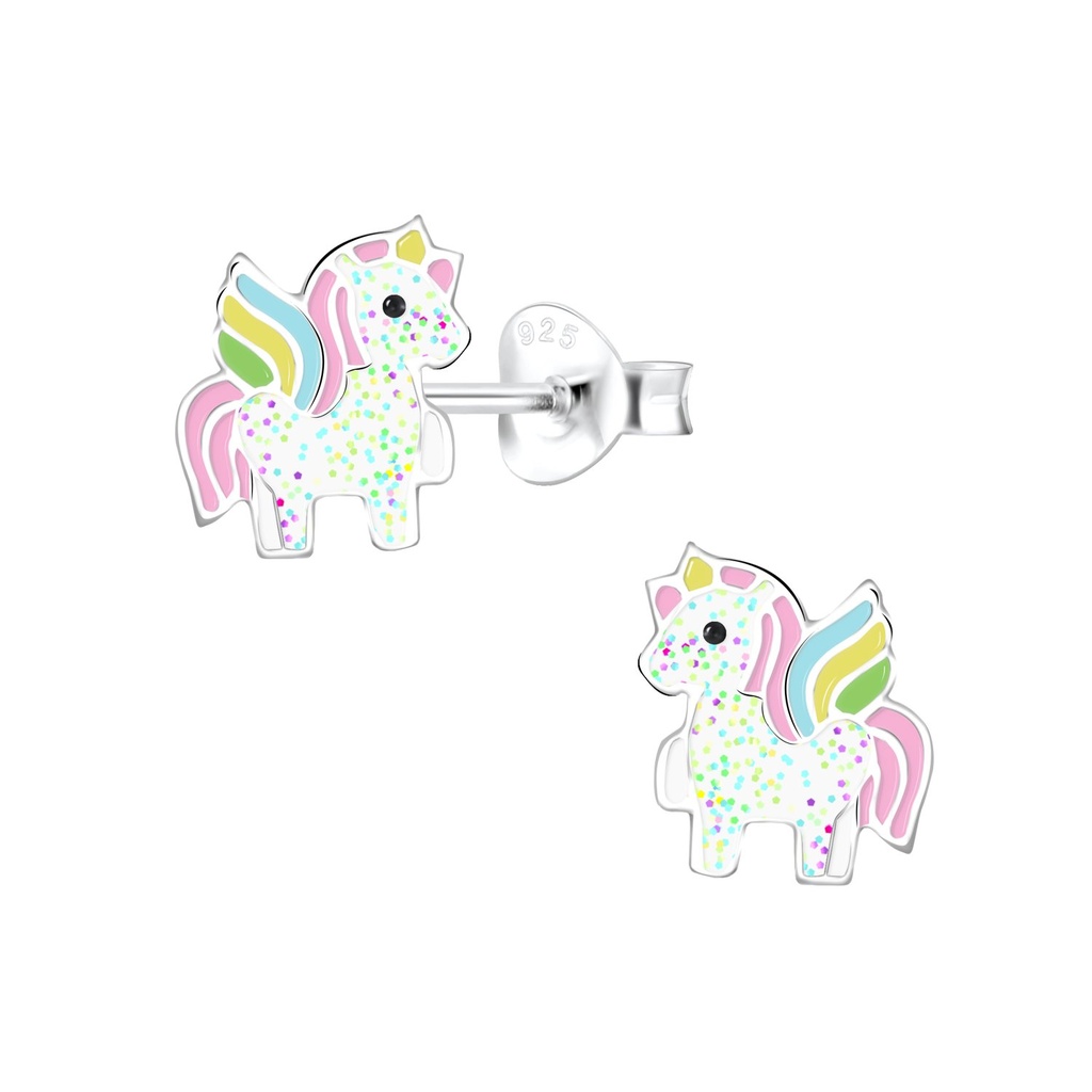 [10009298] Puces d'oreilles licorne en argent