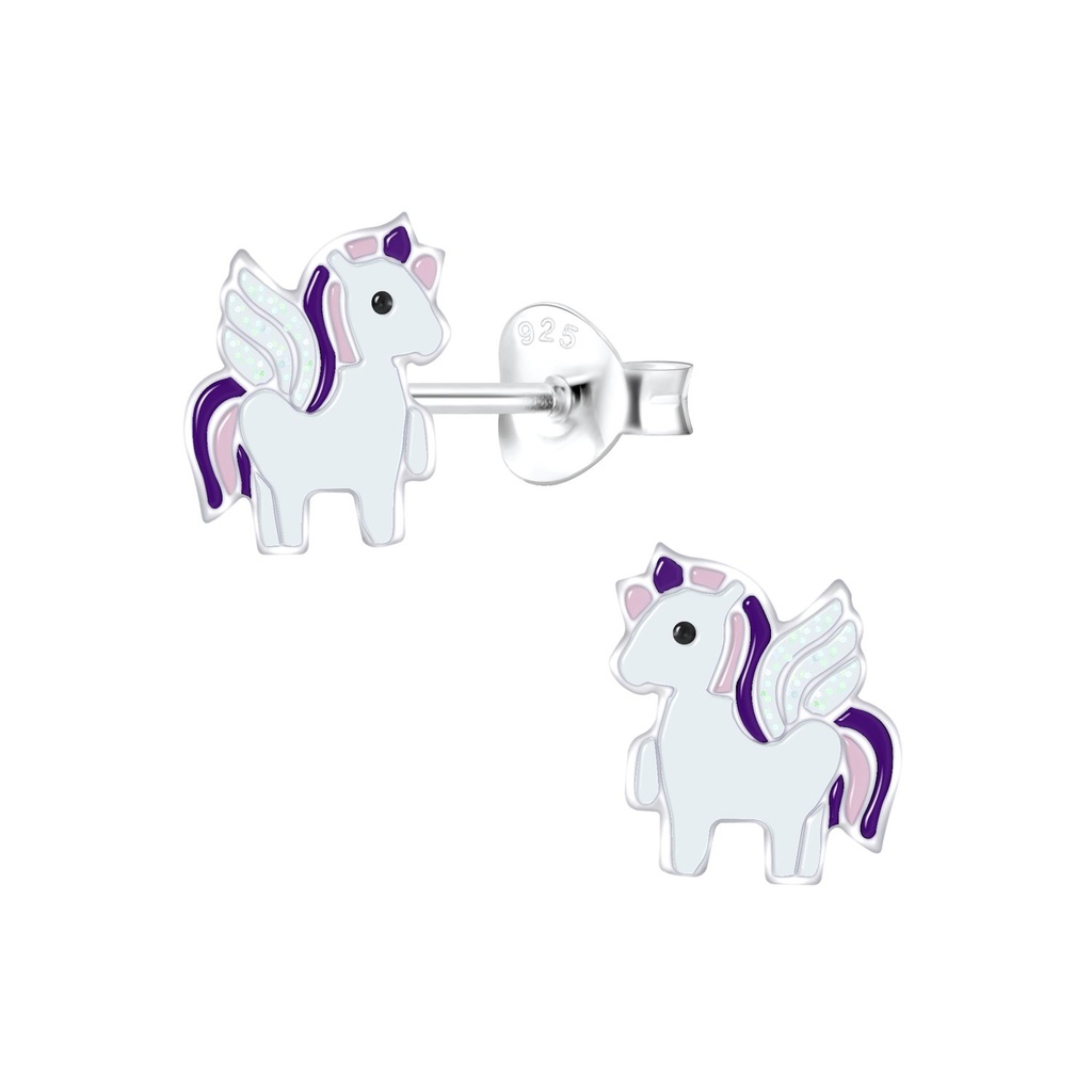 [10009297] Puces d'oreilles licorne en argent