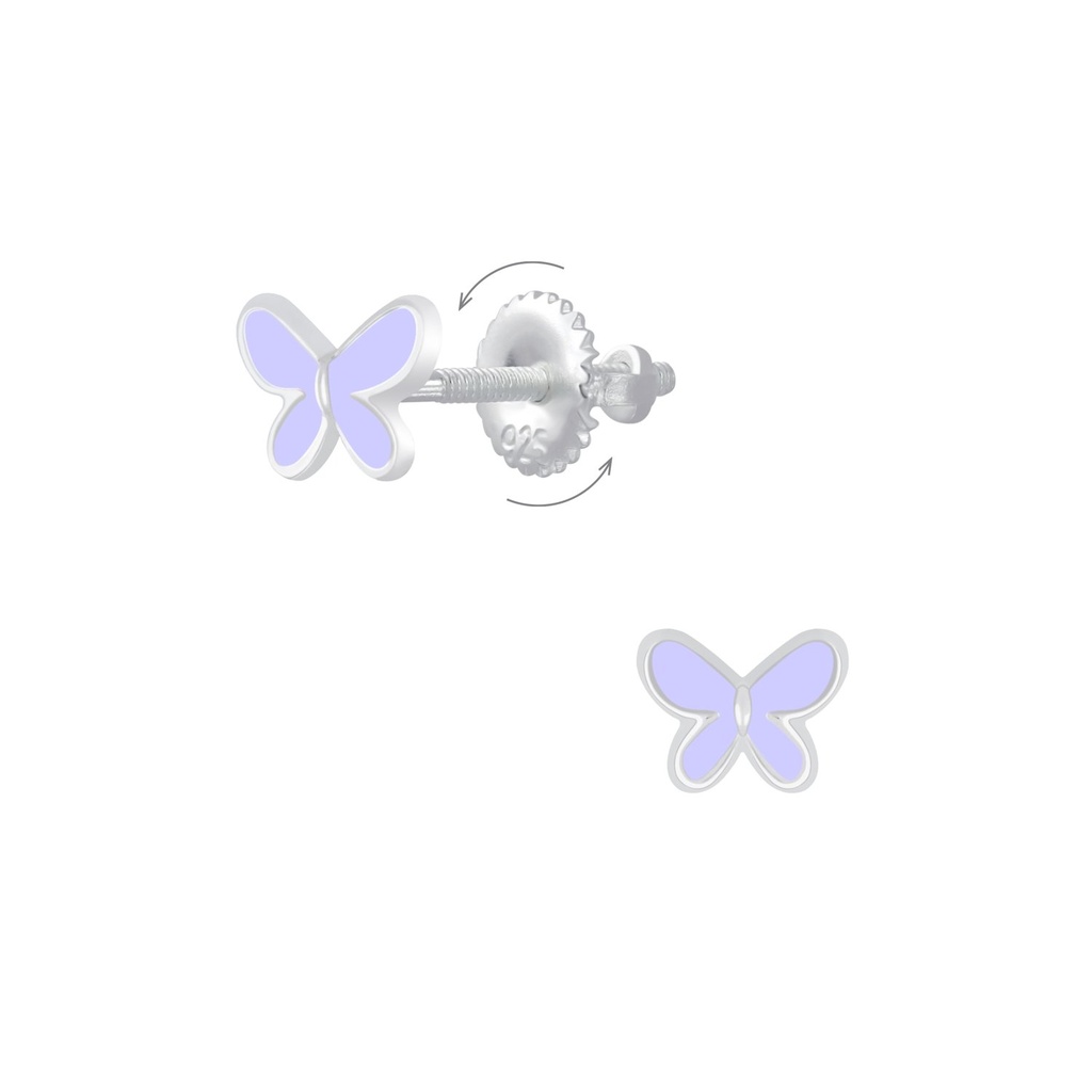 [10009280] Silver Butterfly Screw Back Earrings