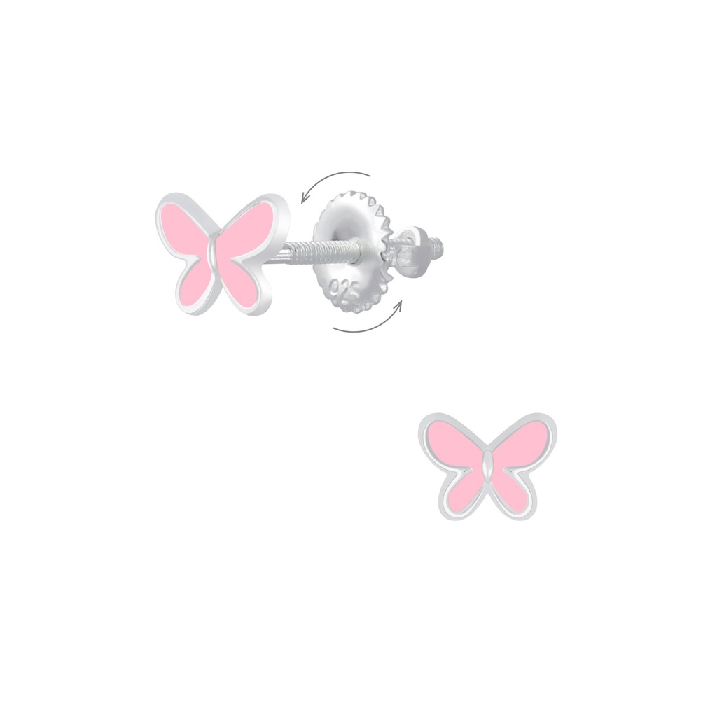 [10009255] Silver Butterfly Screw Back Earrings
