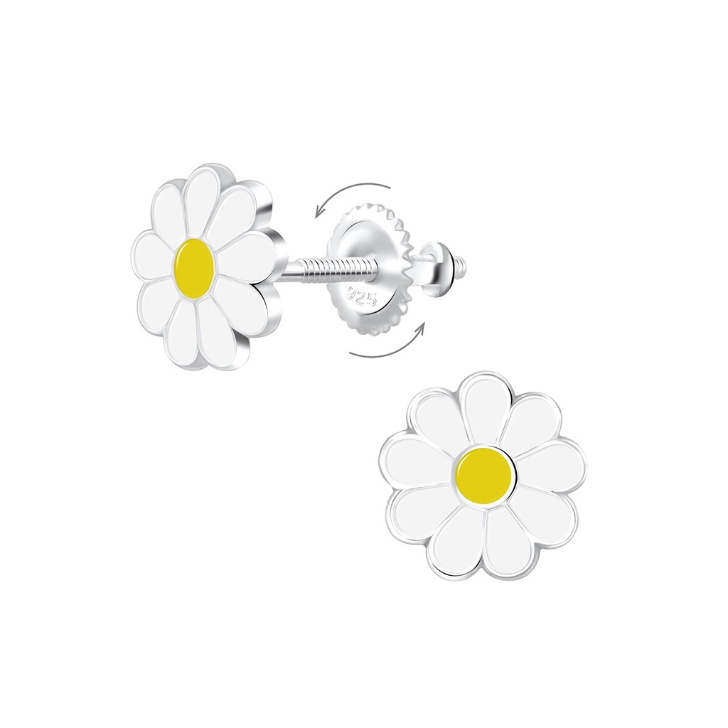 Boucles d'oreilles à fermoir à vis marguerite en argent