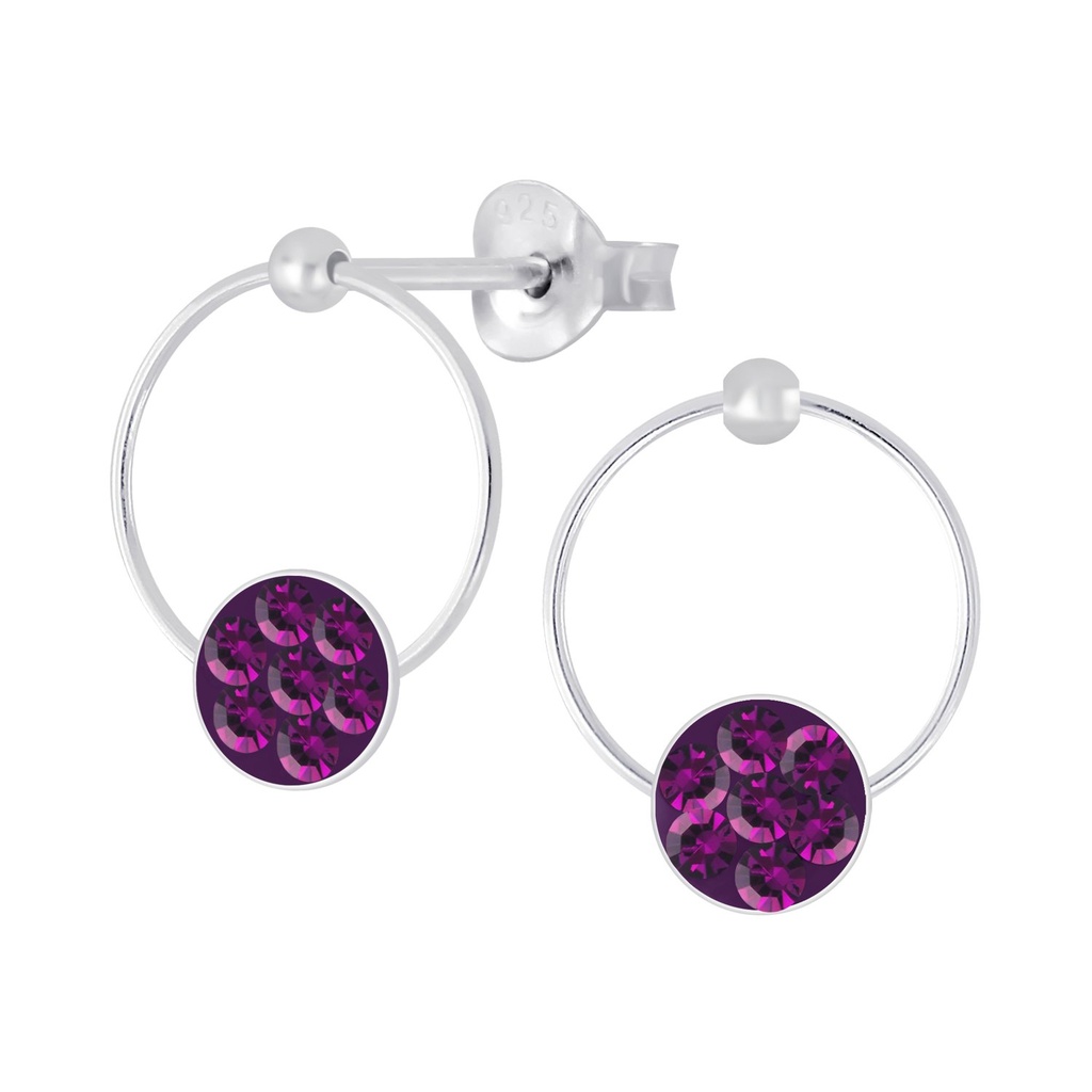 [10006575] Puces d'oreilles en argent cristal (Amethyst)
