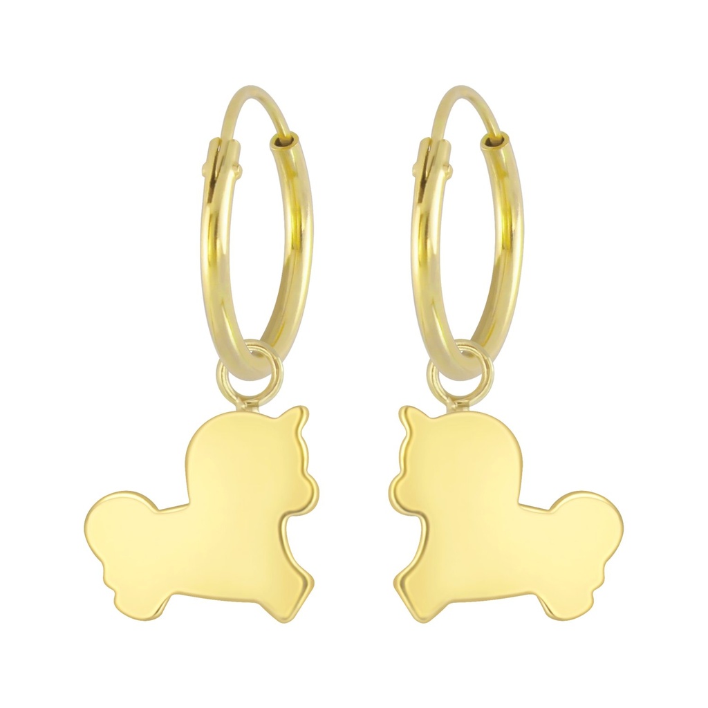 Silver Unicorn Charm Hoop Earrings