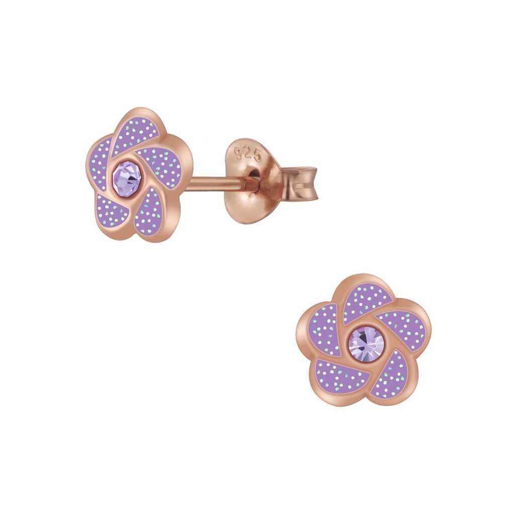 Puces d'oreilles fleur en argent