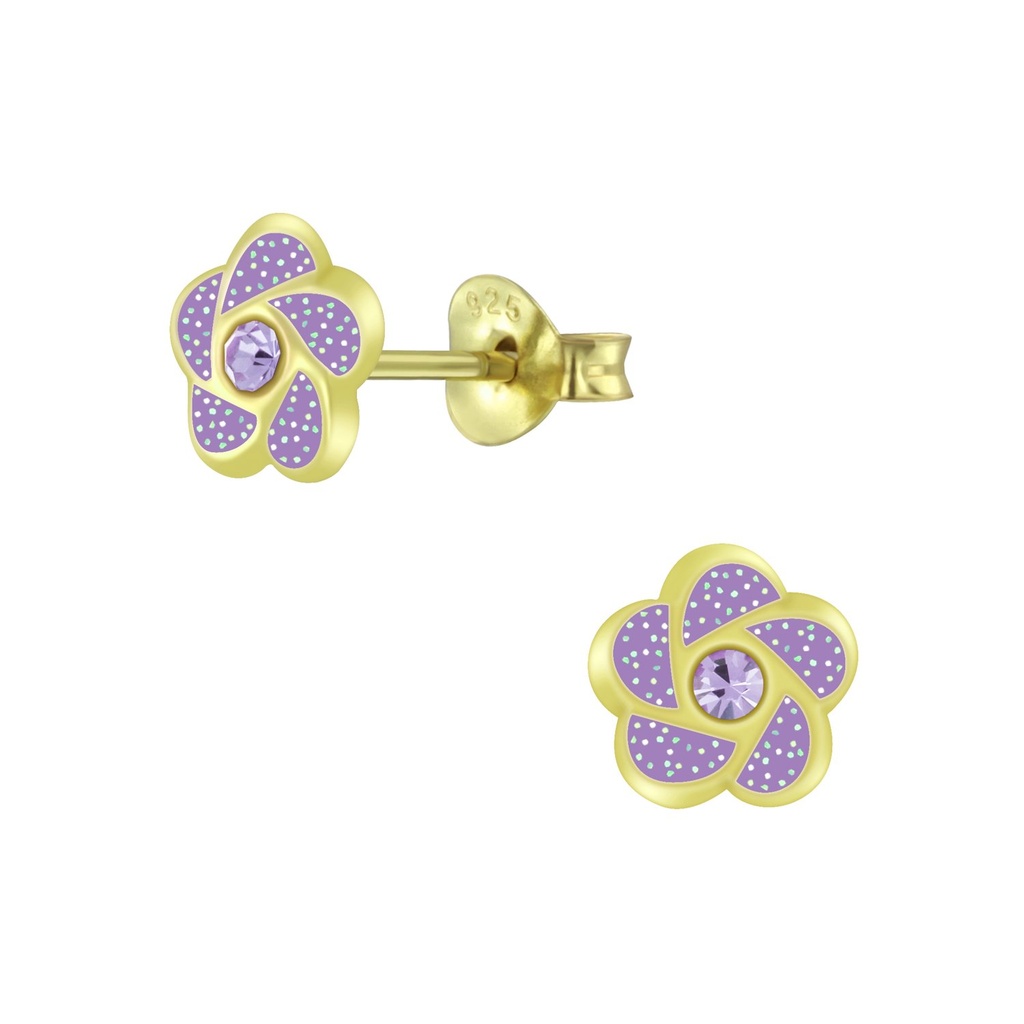 Puces d'oreilles fleur en argent