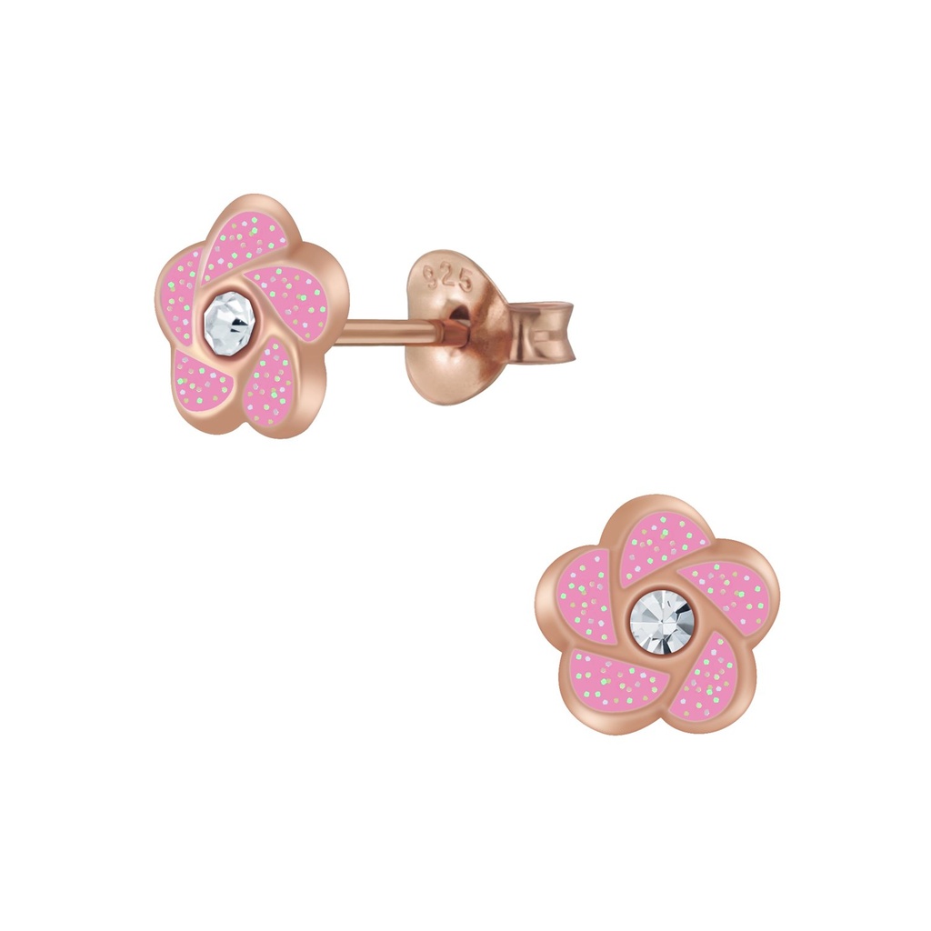 Puces d'oreilles fleur en argent