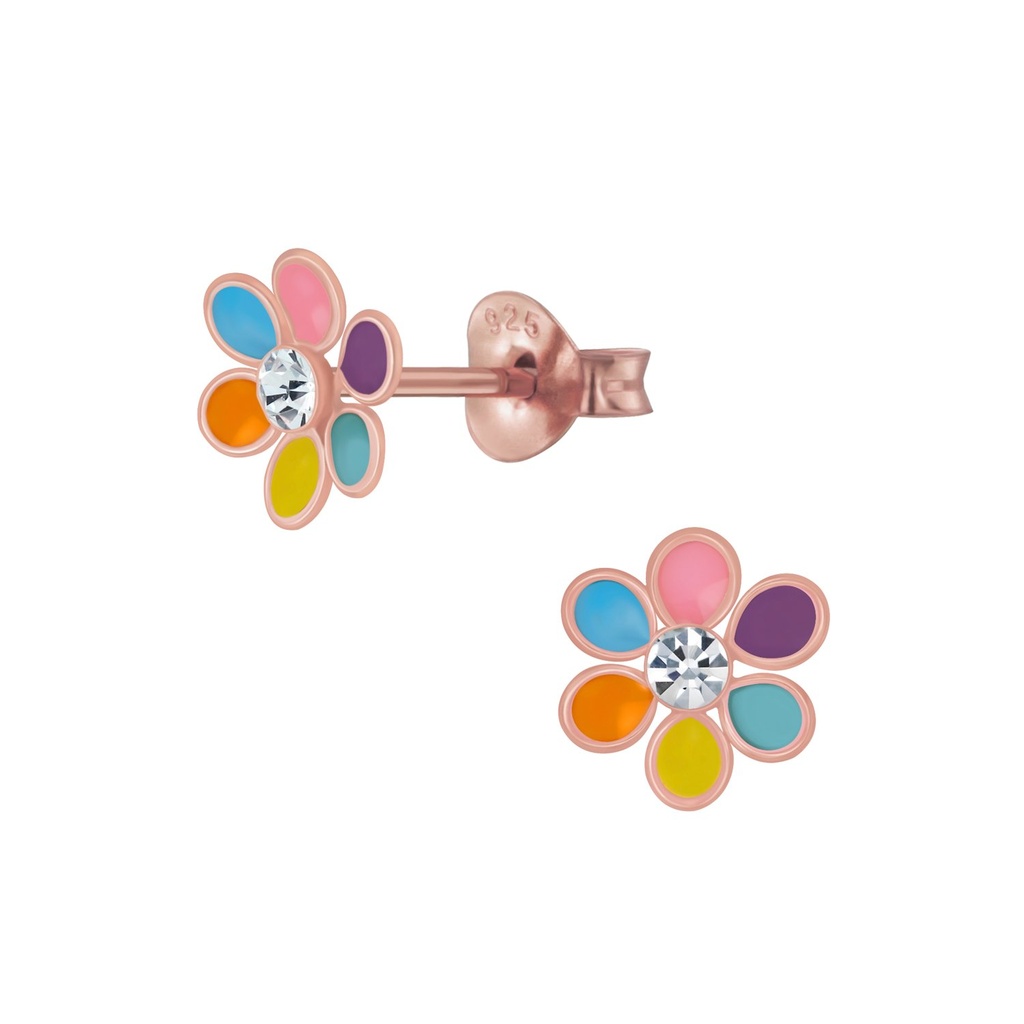 [10006109] Puces d'oreilles fleur en argent